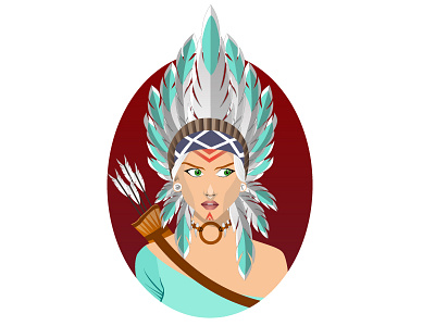 Indian woman huntress illustrations indian vector woman