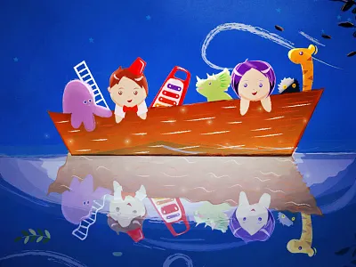 Where Do Lost Toys Go canoe children fisher price giraffe kids night sailing stars story stuffed animals toys whimsical