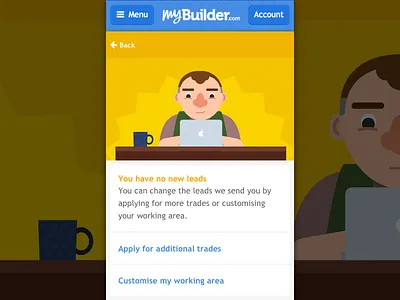 No Leads empty state header illustration iphone tradesperson ui