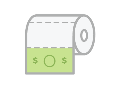 Poopay logo dollar flat icon identity logo money paper poop roll toilet toiletpaper