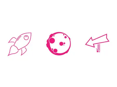 "To the moon and back" flat icons love moon outer space sign space spaceship