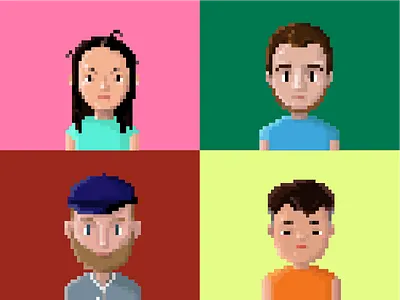 my friends! 8 bit character design portrait
