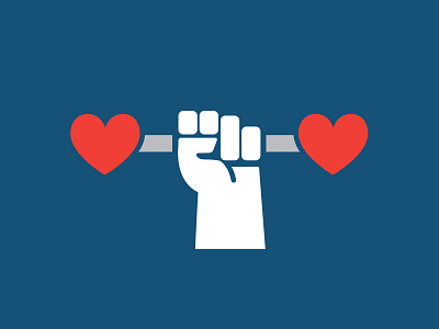 Can't Hurt Steel Foundation Logo Concept barbel fist foundation hand heart identity illustration logo non profit strength weights