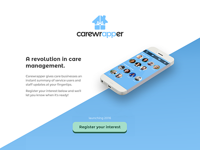 Carewrapper Holding page app iphone website