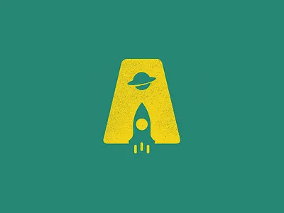 A and Rocket a a icon a letter clever logo clever logos negative space planet rocket saturn smart logo smart logos space