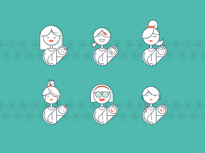 ModMom Illustrations app baby geometric icons illustration line icons line illustrations mamas modmom mom vector