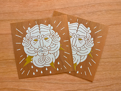 By the Beard of Zeus! albino buffalo clouds gold greek lightning sticker white wood zeus