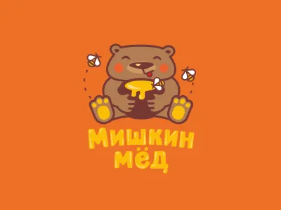 Мишкин мёд bear bee honey logo sweet