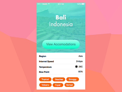 Destination Overview UI bali indonesia ios sketch tags travel