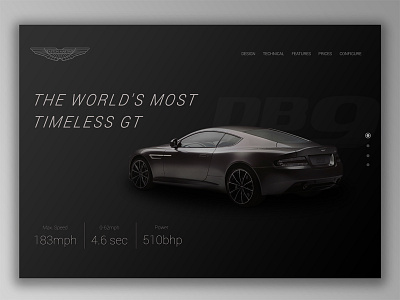 Daily UI 003 - Landing Page aston martin concept daily ui db9 design landing page ui