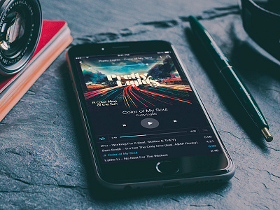 Music Player app audio flat ios iphone mobile music photo player prettylight ui ux