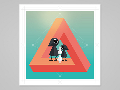 Penrose Kingdom crow fanart gaming illustration monument valley optical illusion penrose triangle