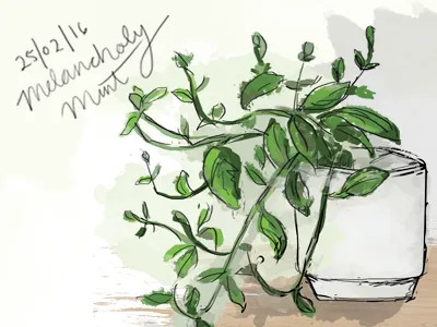 Day 2: Mr. Melancholy Mint 28tomake a draw house illustration mint plant