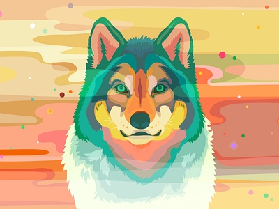 Wolf animal colorful wallpaper