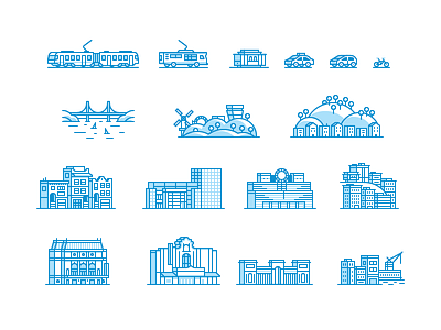 SF Guide Elements 02 bridge icons illustration neighborhoods park san francisco transportation vector