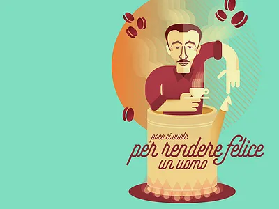 Idoli Illustrati - Eduardo De Filippo coffee design eduardo fantasmi flat illustration naples napoli questi theater vector