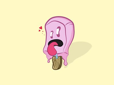 Strawberry Pop flat food hearts icon illustration popsicle snack tongue wood