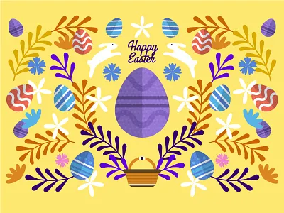 More Easter Day easter eggs flat nature