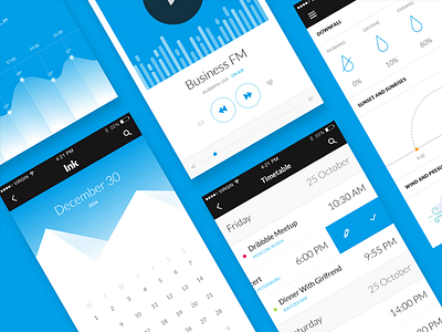 Ink Update app calendar chart ink media player timetable to do ui ux weather widget