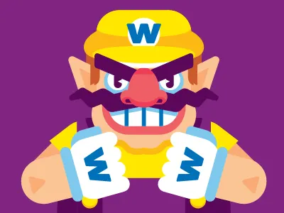 Wario angry cute fan art geometric loco nintendo purple smile vector w wario yellow