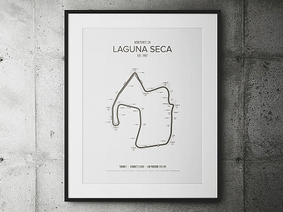 Laguna Seca Garage Poster cars map minimal outline poster race track