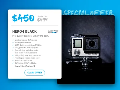 Day 017 - Special Offer ad advertise banner card claim go pro gopro hero offer special ui