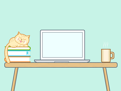 Workspace cat desk desktop illustration kitty macbook workspace