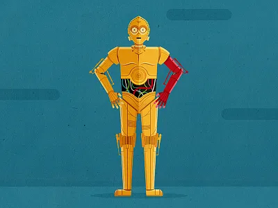 C-3PO arm c 3po c3po flat illustration red robot star wars the force awakens yellow