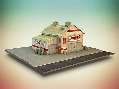 Service Station 3d max model photoshop service station