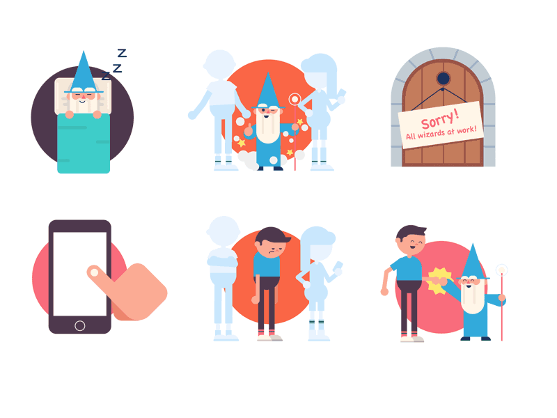 Service Illustrations app character flat illustration ux