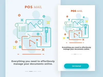 Onboarding Pos Mail app design flatdesign hosting illustration line mail minimalist
