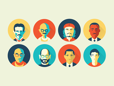 Inspiring People ché guevara dalai lama ghandi icons illustration inspiring people marting luther king nikola tesla obama steve jobs vector zuckerberg