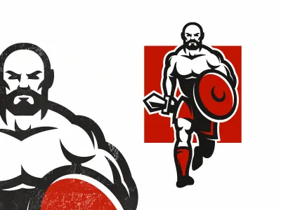 BARBARIAN athlete barbarian fighter fitness logo mascot muscle sport sword team warrior