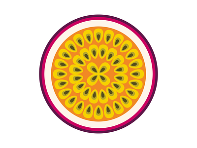 Passion Fruit cross section flat fruit icon orange passion fruit pink purple series vector