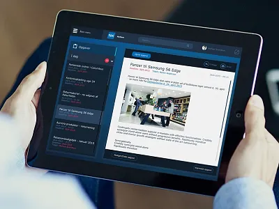 TDC MyStore app dark dark blue flat interface intranet ipad read ui