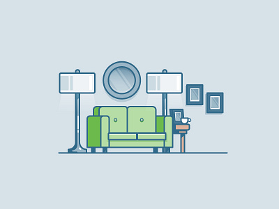 Loungin apartment coffee house icon illustration lamp living room sofa vector