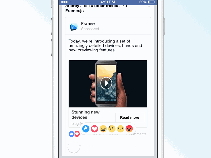 Facebook Reactions in framerjs animation framer interaction reactions