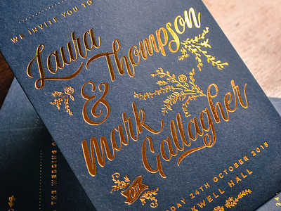 Wedding invitation bride brush pen gold foil groom hand lettering invitation invite lettering wedding