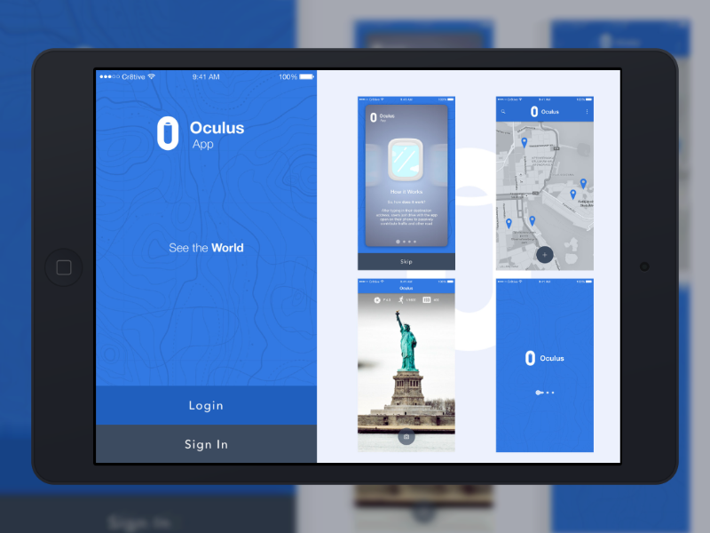 UI for Oculus App made with invision