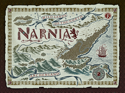 Narnia's Map - Ruth Rowland bookart bookartist books editorial illustration fantasticrealm fantasy fantasymaps illustration illustrationart illustrationartist illustrationzone illustrator map narnia