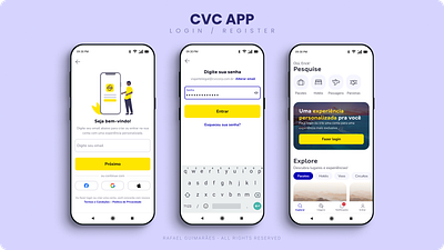 CVC APP - Login / Register app design flat illustration login minimal mobile product design register reset password travel ui ux