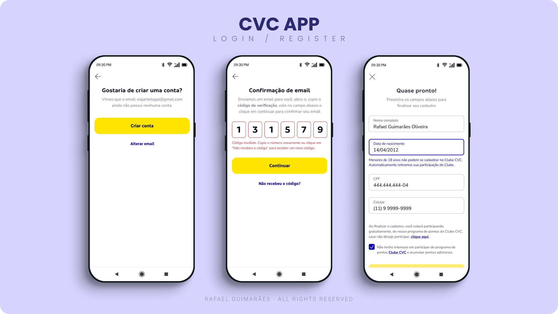 CVC APP - Login / Register by Rafael Guimarães Oliveira on Dribbble