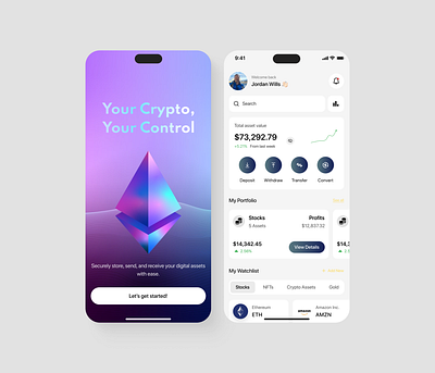 Crypto Wallet App bitcoin crypto app crypto wallet cryptoccurrency app cryptocurrency design interface mobile app mobile application mobileapp product design stock stock market trading trading app ui uiux user experience ux