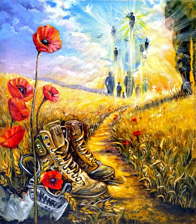 "The Story of the Braves" – Original Acrylic Painting art flower hand painted handmade paint painting soldier ukraine war