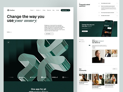 Oneflow landing page bankingapp businessfinance cashflow digitalbanking financeapp financialservices fintech fintechdesign moneymanagement paymentsolution wealthmanagement