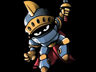 Roboknight armor cartoon character fight illustration illustrator knight photoshop robot vectors warrior