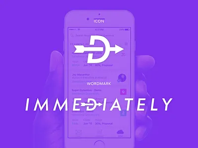 Immediately - A sales assistant app - Logo app arrow bow and arrow centaur d icon logo minimal sales simple wordmark