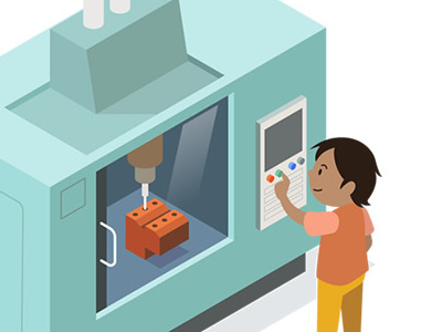 Isometric CNC cnc cnc machine illustration isometric