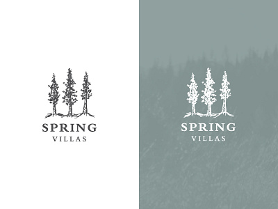 Spring Villas Logo drawing housing illustration logo trees villas