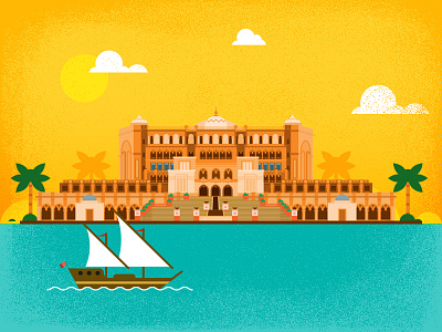 Emirates Palace, Abu Dhabi abu dhabi building design dhow emirates flat graphic hotel icon illustration palace vector